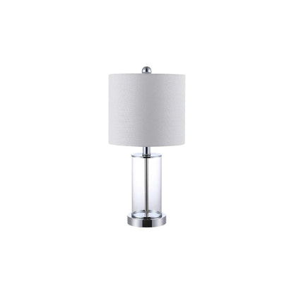 Set of Two 21" Silver USB Table Lamps With Drum Shades
