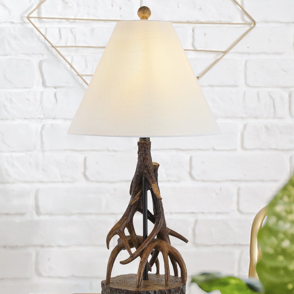 26" Dark Brown Antlers Table Lamp With Empire Shade — view 1