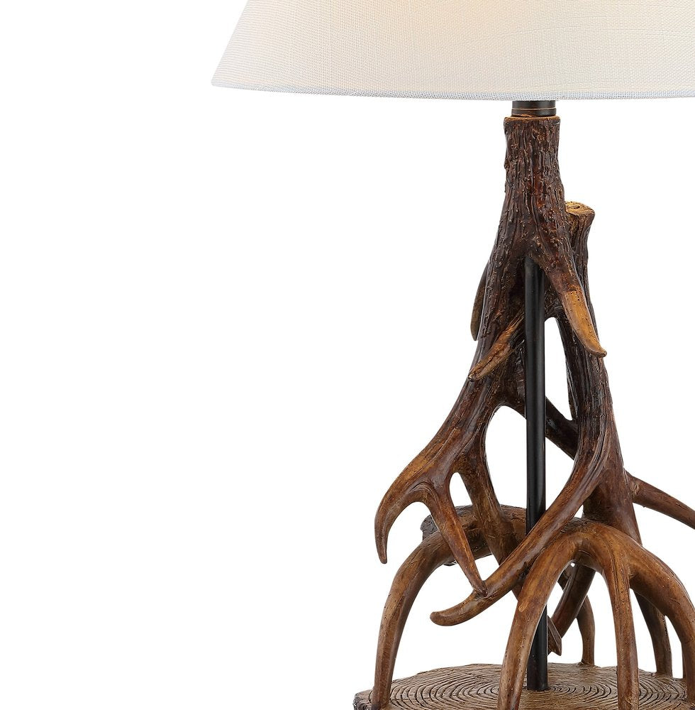 26" Dark Brown Antlers Table Lamp With Empire Shade — view 2