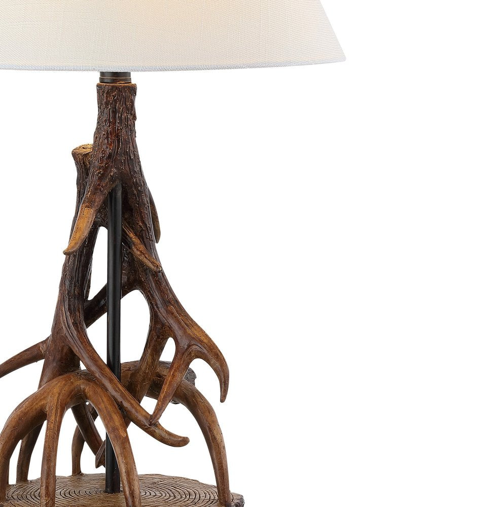 26" Dark Brown Antlers Table Lamp With Empire Shade — view 3