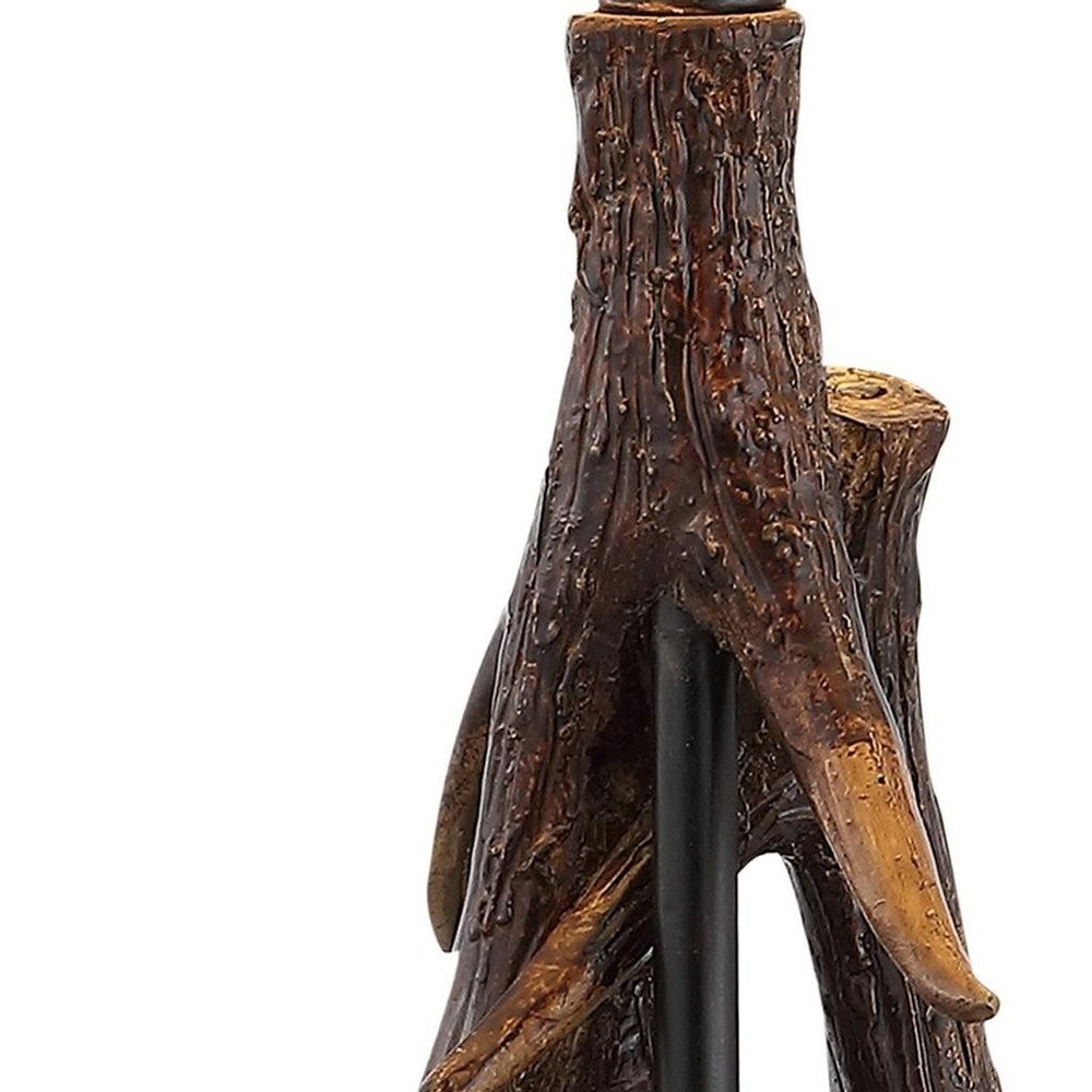 26" Dark Brown Antlers Table Lamp With Empire Shade — view 4