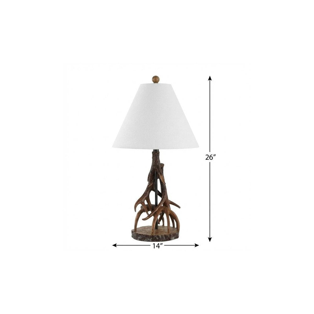 26" Dark Brown Antlers Table Lamp With Empire Shade — view 6