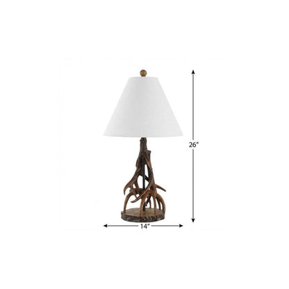 26" Dark Brown Antlers Table Lamp With Empire Shade