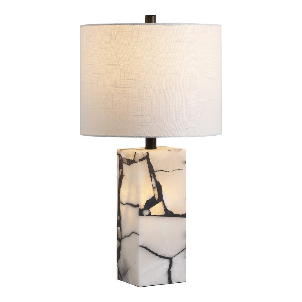 24" Black And White Table Lamp With Drum Shade — view 1