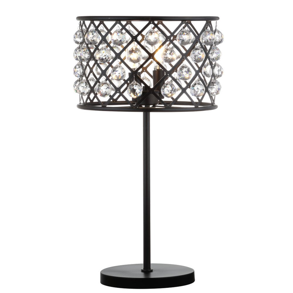 23" Antiqued Bronze Geometric Table Lamp With Drum Shade HomeRoots