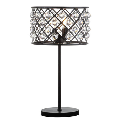 23" Antiqued Bronze Geometric Table Lamp With Drum Shade HomeRoots