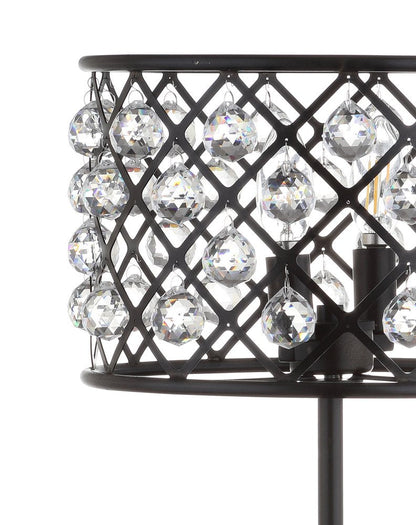 23" Antiqued Bronze Geometric Table Lamp With Drum Shade HomeRoots