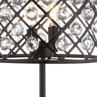 23" Antiqued Bronze Geometric Table Lamp With Drum Shade HomeRoots