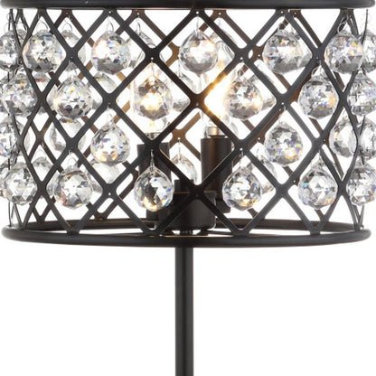 23" Antiqued Bronze Geometric Table Lamp With Drum Shade HomeRoots