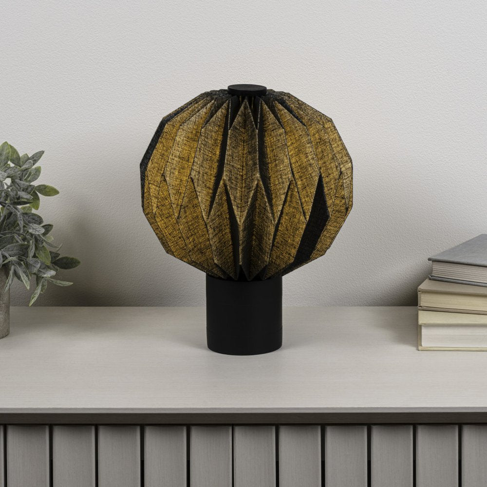 11" Black Geometric Table Lamp With Globe Shade HomeRoots