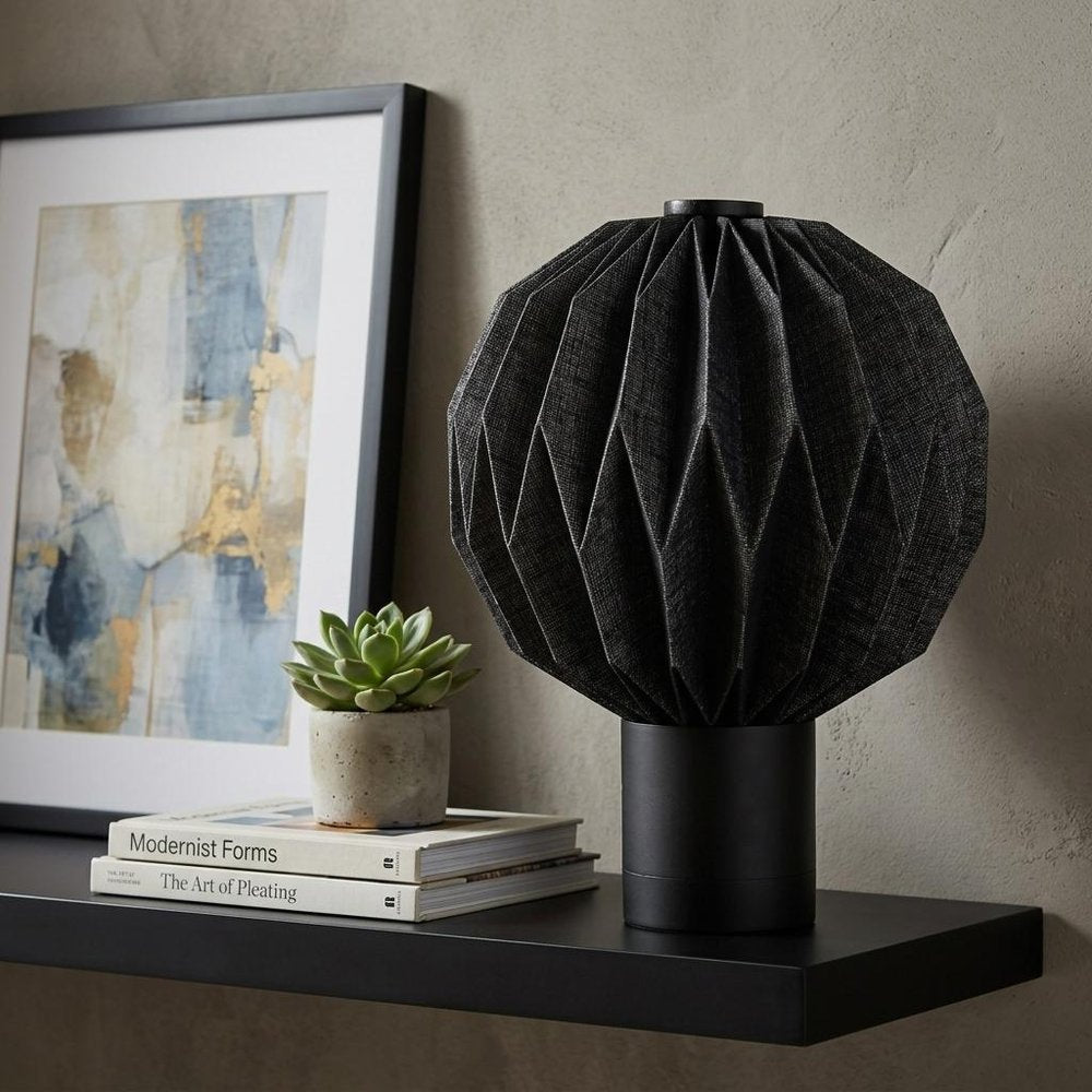 11" Black Geometric Table Lamp With Globe Shade HomeRoots