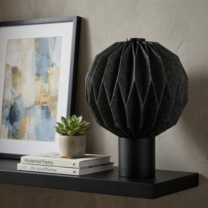 11" Black Geometric Table Lamp With Globe Shade HomeRoots