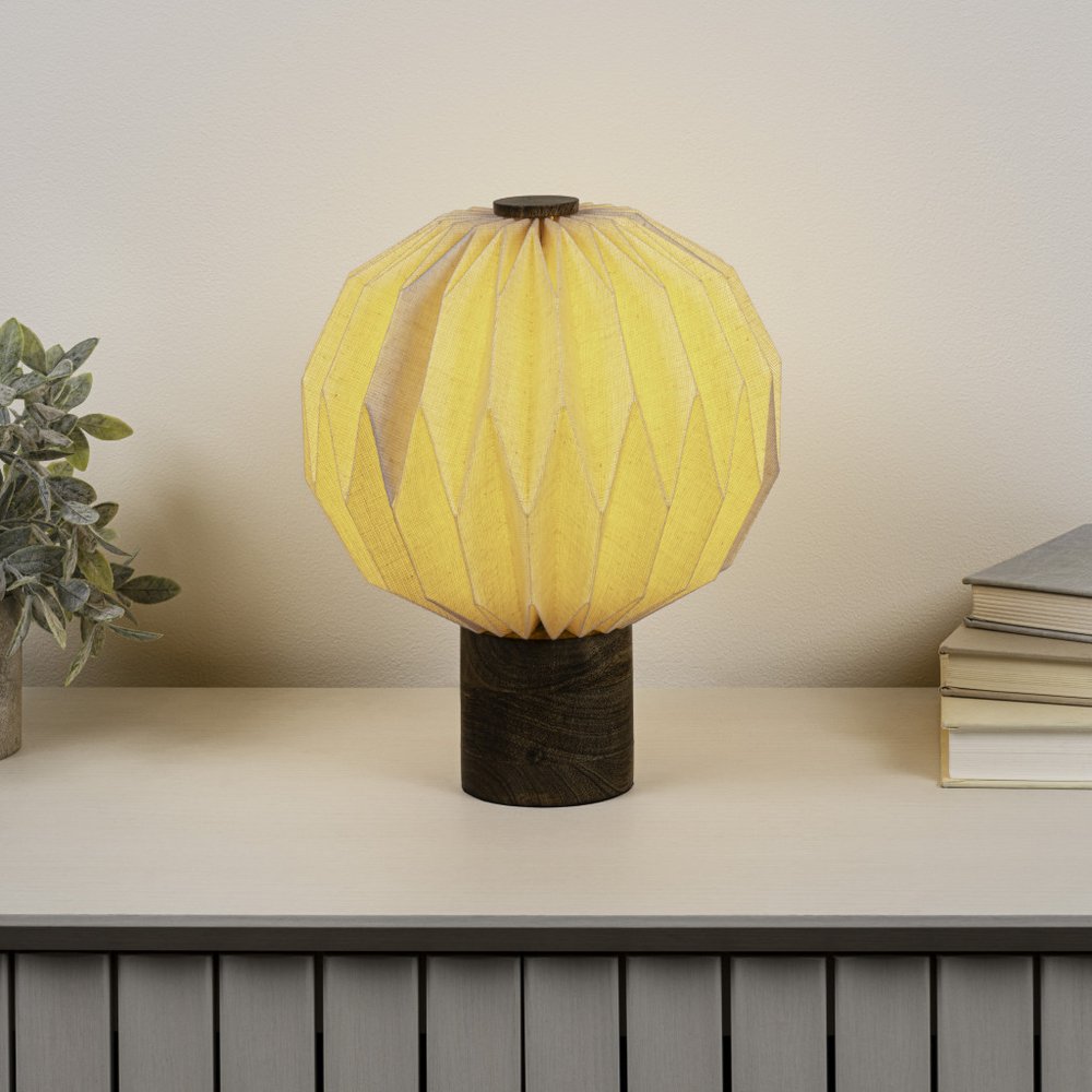 11" Natural Geometric Bedside Lamp With Globe Shade — view 1