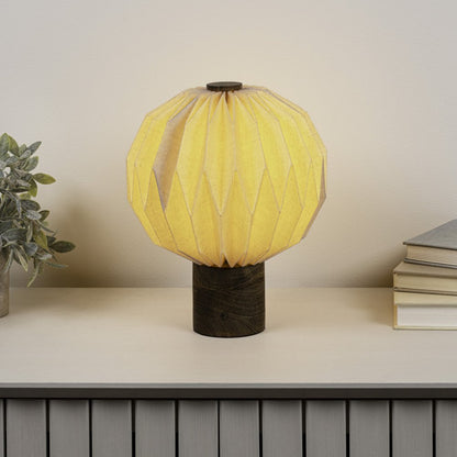 11" Natural Geometric Bedside Lamp With Globe Shade