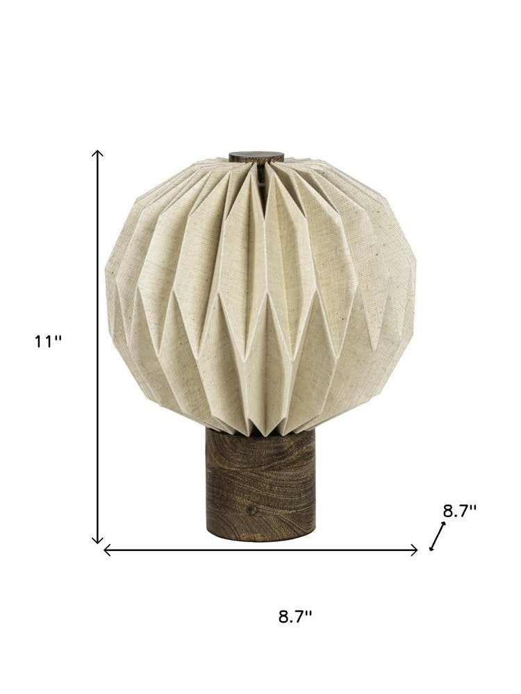 11" Natural Geometric Bedside Lamp With Globe Shade HomeRoots