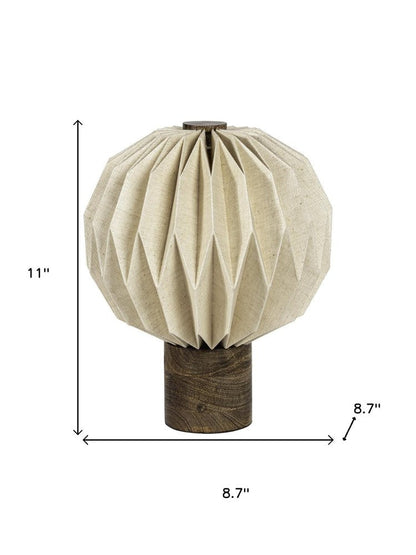 11" Natural Geometric Bedside Lamp With Globe Shade HomeRoots