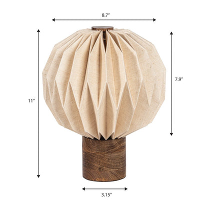 11" Natural Geometric Bedside Lamp With Globe Shade HomeRoots