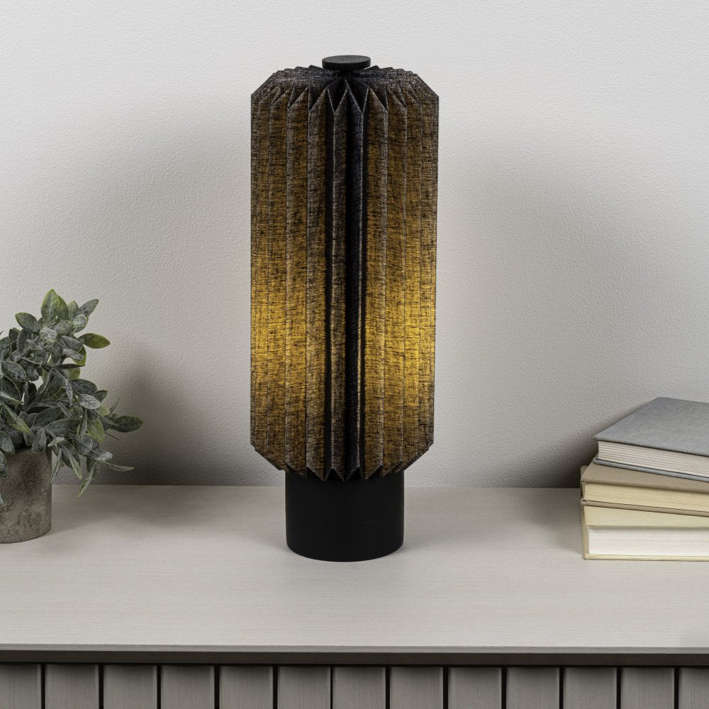 16" Black Geometric Table Lamp With Cylinder Shade HomeRoots