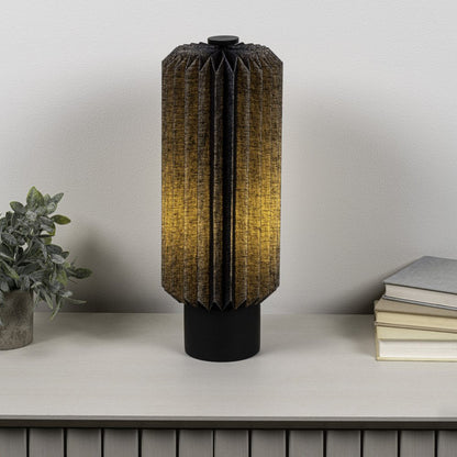 16" Black Geometric Table Lamp With Cylinder Shade HomeRoots