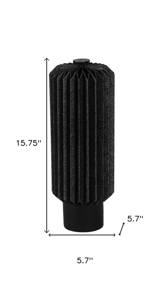 16" Black Geometric Table Lamp With Cylinder Shade HomeRoots