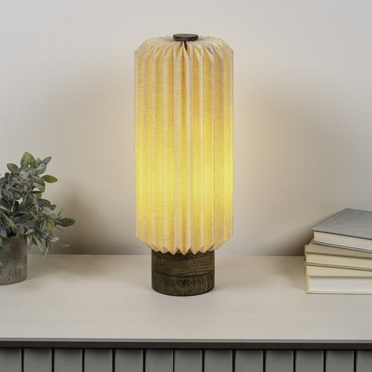 16" Natural Geometric Bedside Lamp With Cylinder Shade HomeRoots