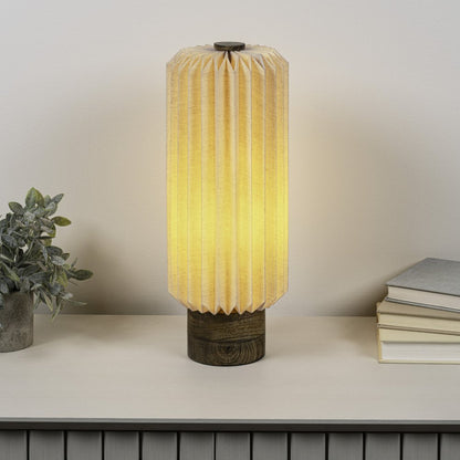 16" Natural Geometric Bedside Lamp With Cylinder Shade HomeRoots