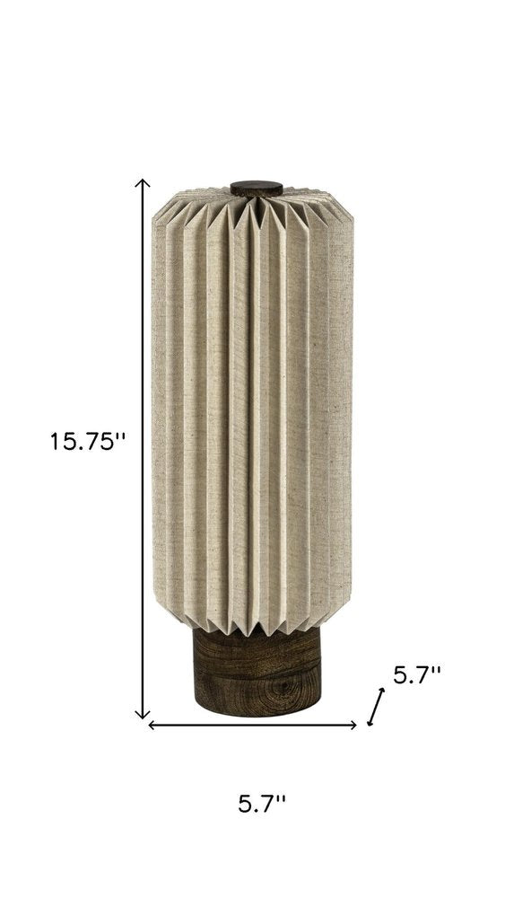 16" Natural Geometric Bedside Lamp With Cylinder Shade HomeRoots