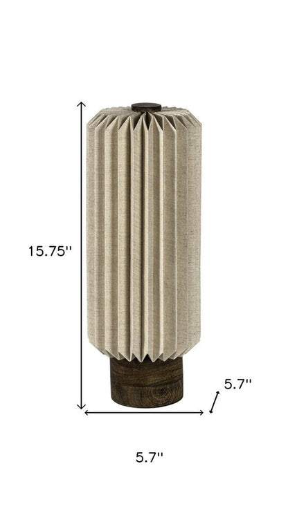 16" Natural Geometric Bedside Lamp With Cylinder Shade HomeRoots