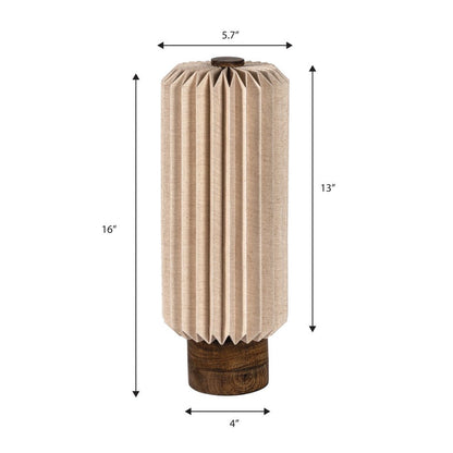 16" Natural Geometric Bedside Lamp With Cylinder Shade HomeRoots