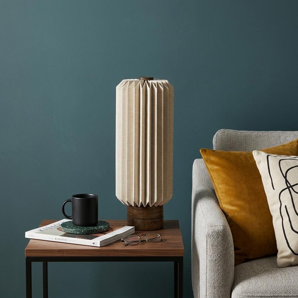 16" Natural Geometric Bedside Lamp With Cylinder Shade HomeRoots