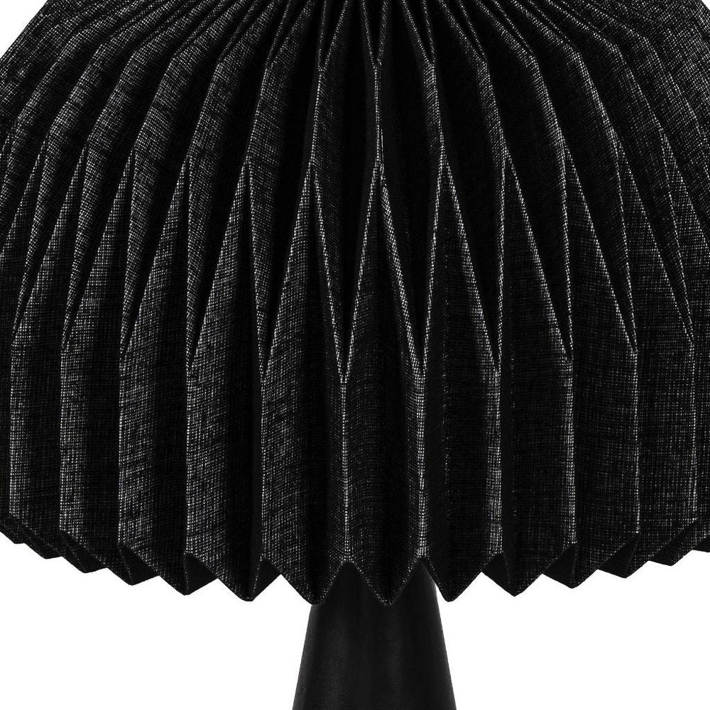 16" Black Ribbed Geometric Bedside Lamp With Dome Shade — view 3