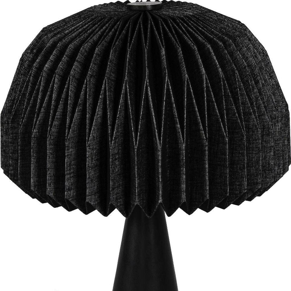 16" Black Ribbed Geometric Bedside Lamp With Dome Shade — view 4