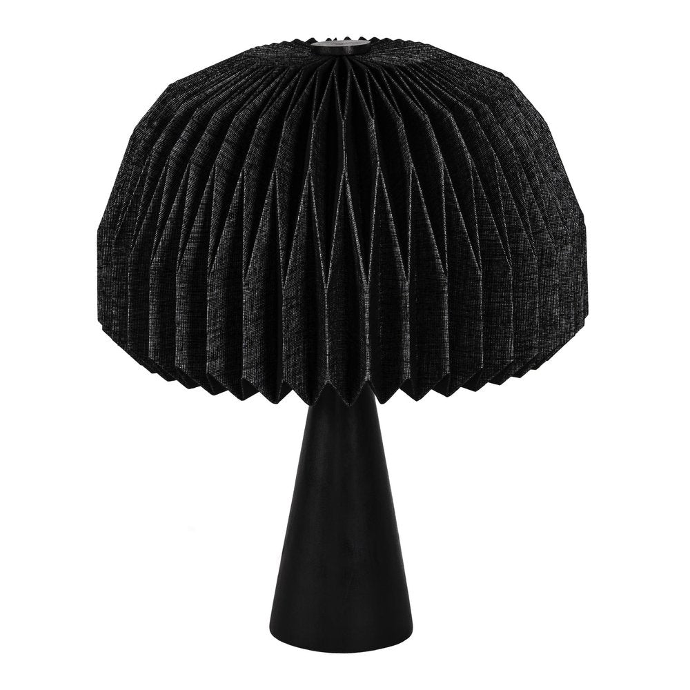 16" Black Ribbed Geometric Bedside Lamp With Dome Shade — view 2