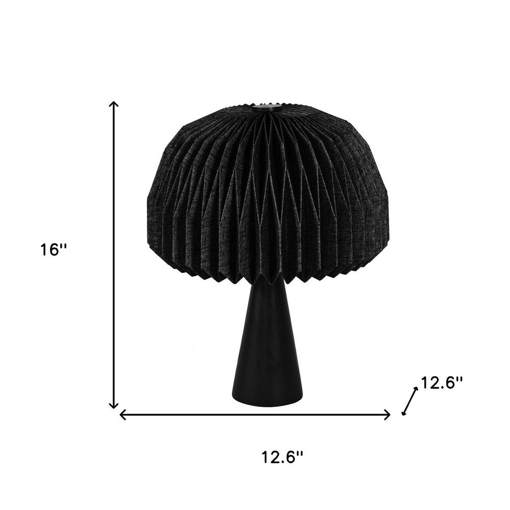 16" Black Ribbed Geometric Bedside Lamp With Dome Shade — view 5
