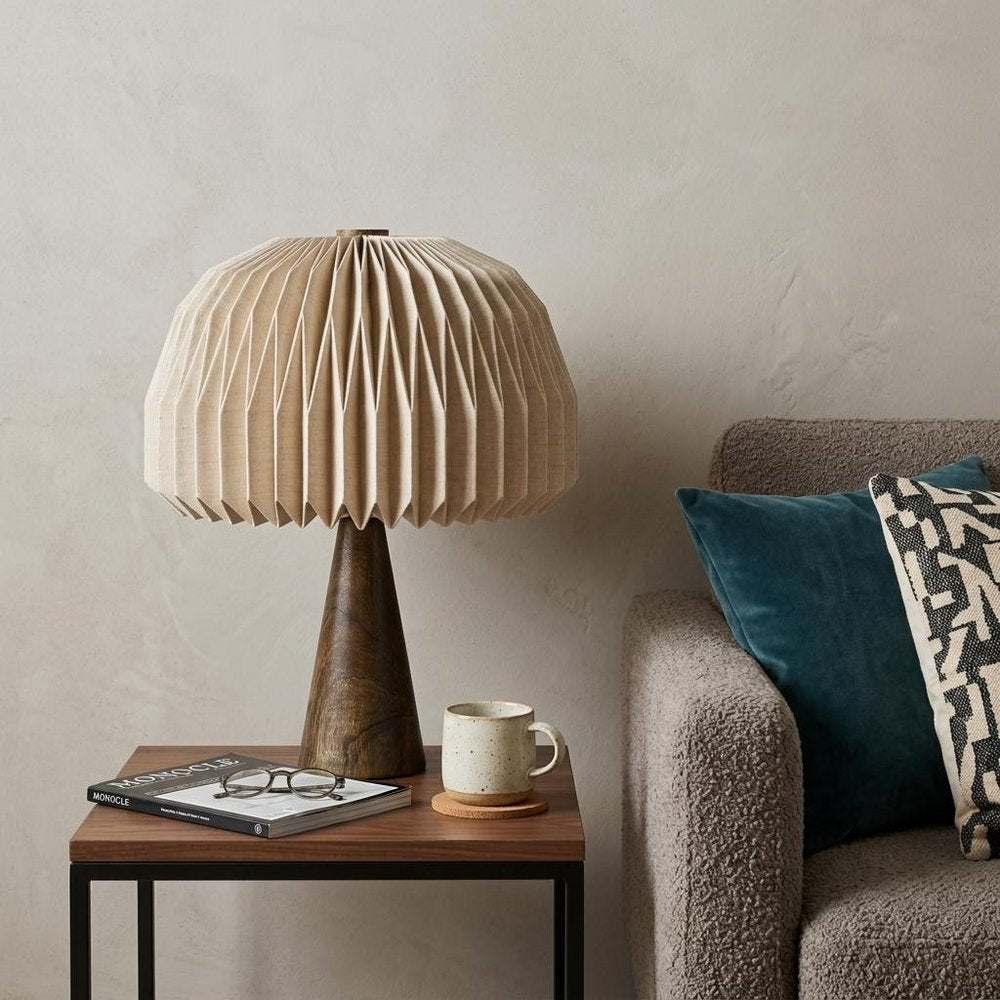 16" Natural Geometric Table Lamp With Dome Shade HomeRoots