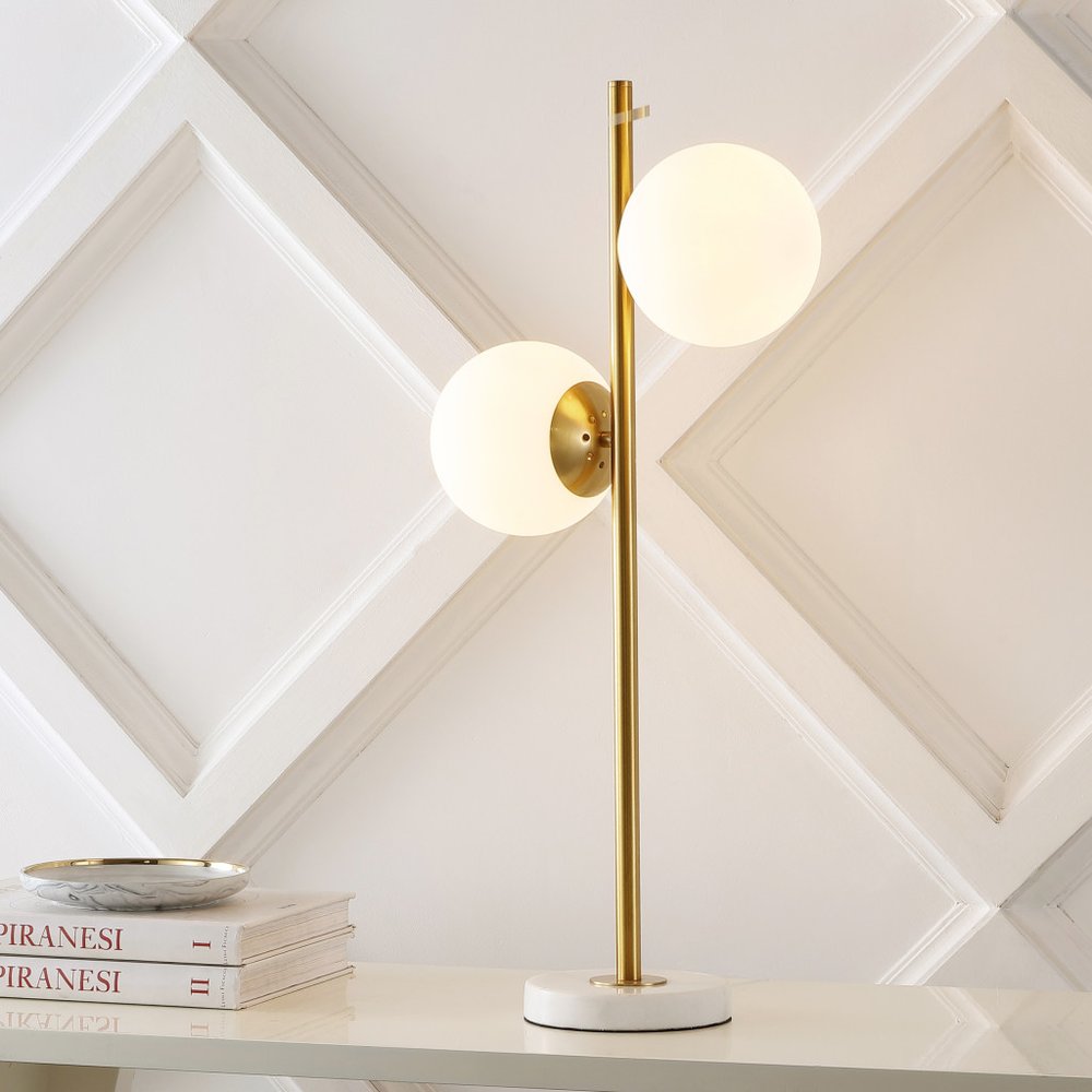 28" White Table Lamp With Globe Shade — view 1