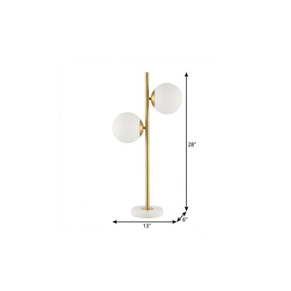 28" White Table Lamp With Globe Shade