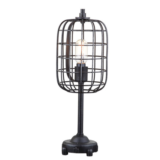 20" Black Geometric Novelty Table Lamp With Drum Shade HomeRoots