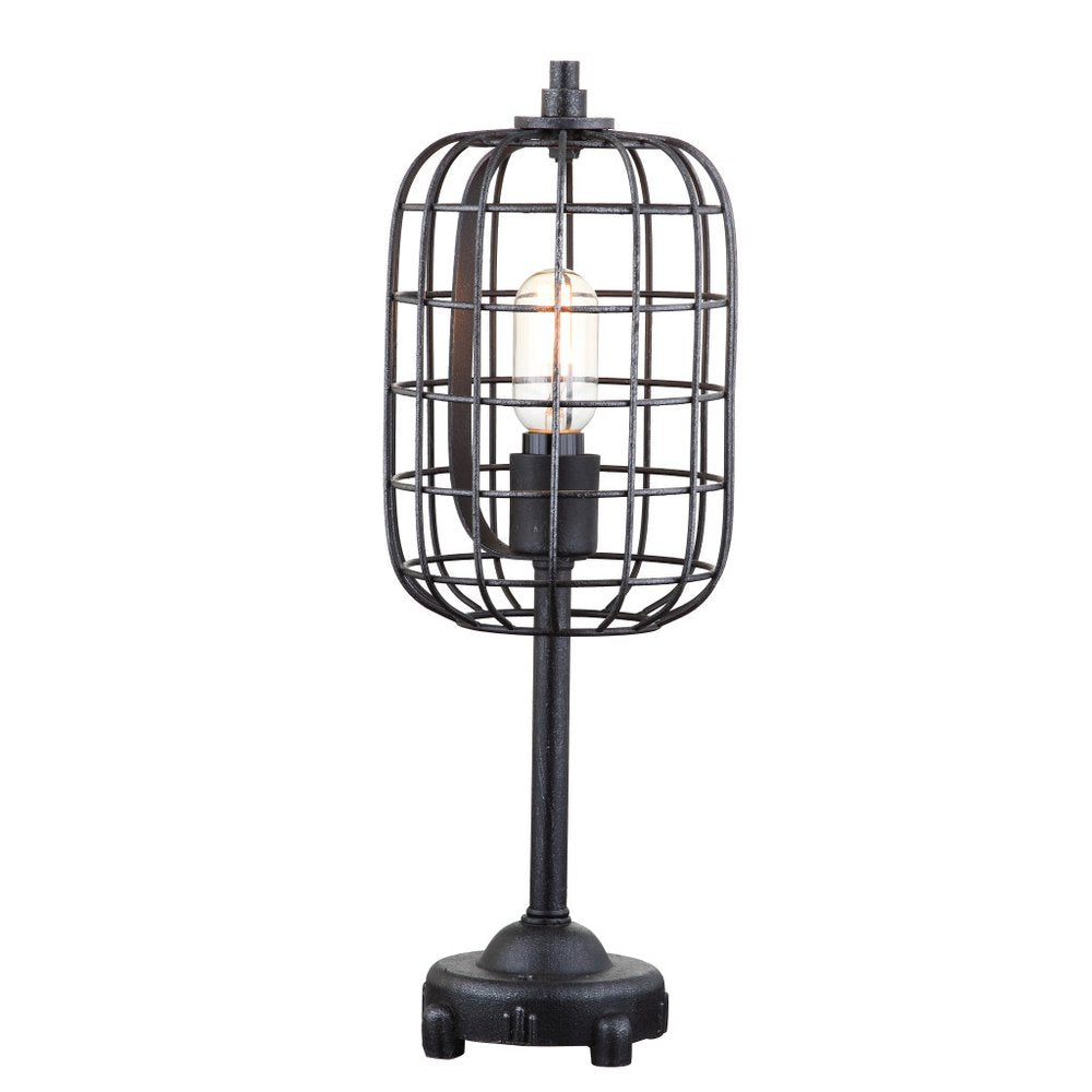 20" Black Geometric Novelty Table Lamp With Drum Shade HomeRoots