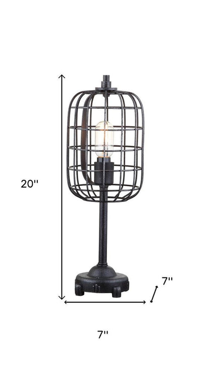 20" Black Geometric Novelty Table Lamp With Drum Shade HomeRoots