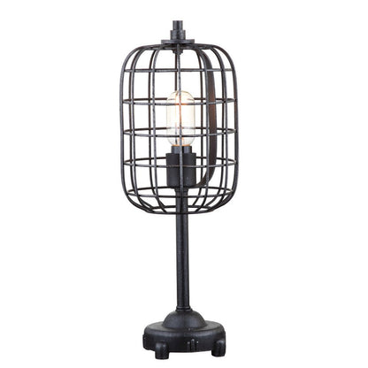 20" Black Geometric Novelty Table Lamp With Drum Shade HomeRoots