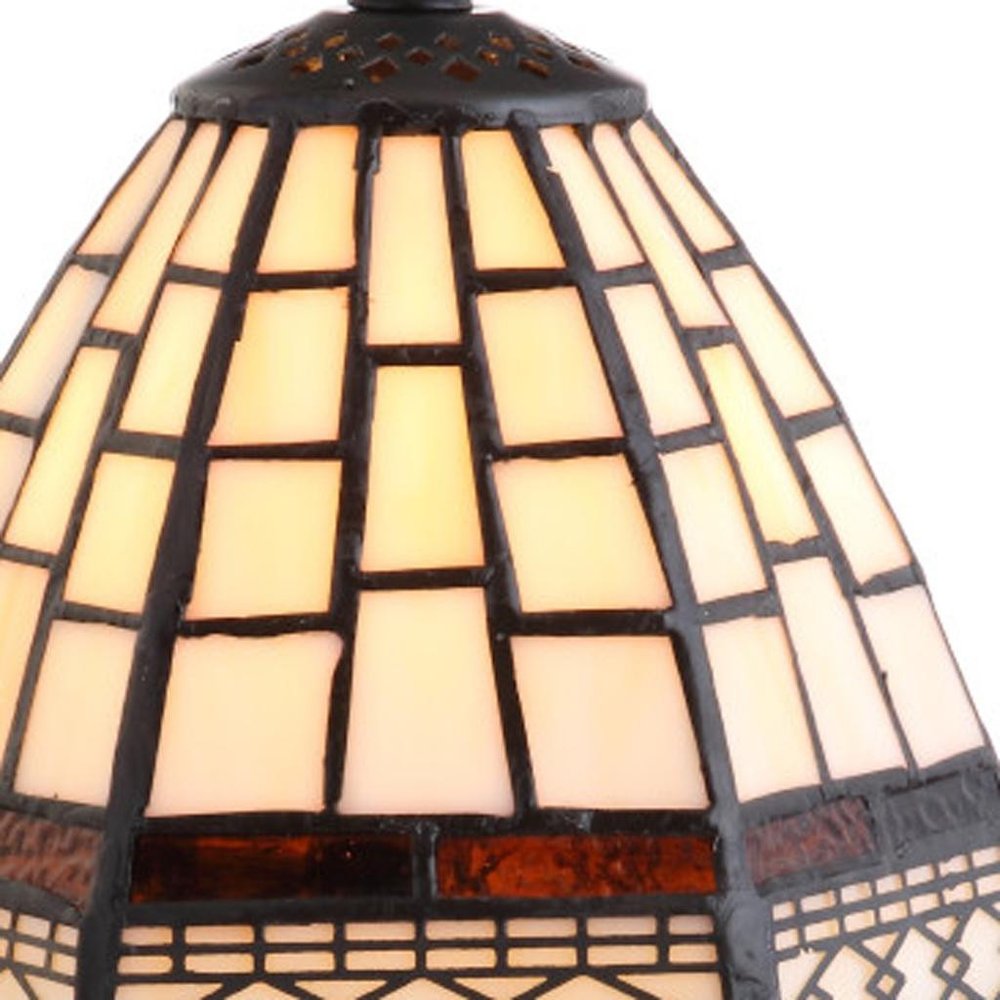 12" Brown Mosaic Tile Novelty Tiffany Lamp With Empire Shade — view 3