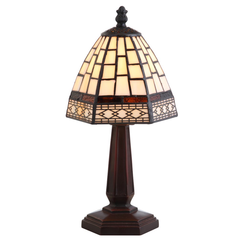 12" Brown Mosaic Tile Novelty Tiffany Lamp With Empire Shade — view 1