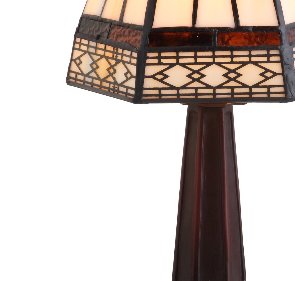 12" Brown Mosaic Tile Novelty Tiffany Lamp With Empire Shade — view 2