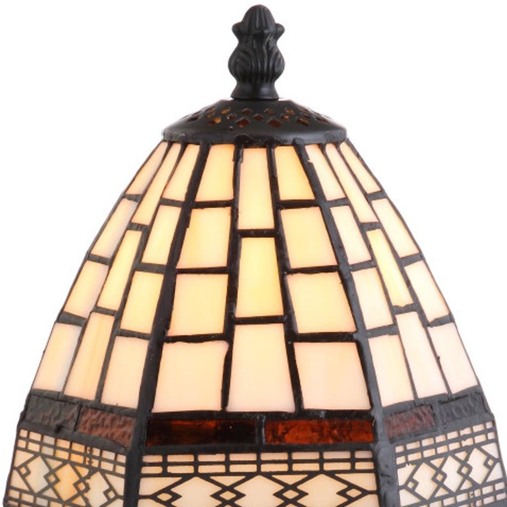 12" Brown Mosaic Tile Novelty Tiffany Lamp With Empire Shade — view 4