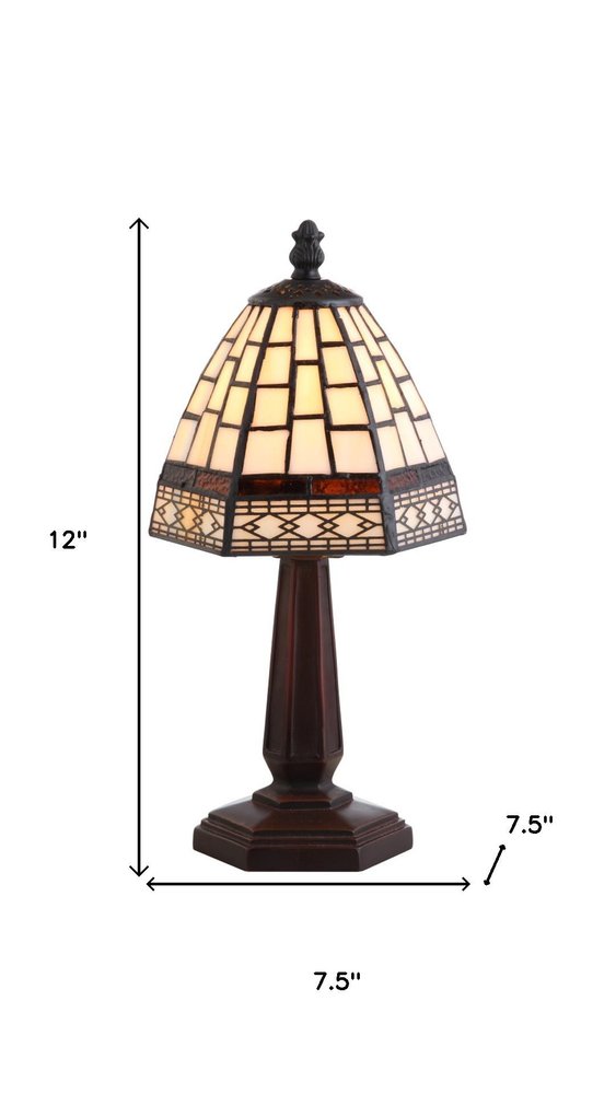 12" Brown Mosaic Tile Novelty Tiffany Lamp With Empire Shade — view 5