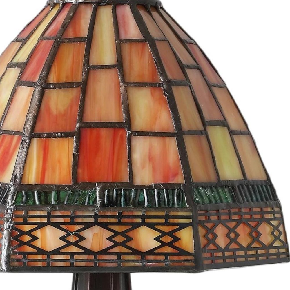 12" Brown Novelty Tiffany Lamp With Bell Shade — view 5