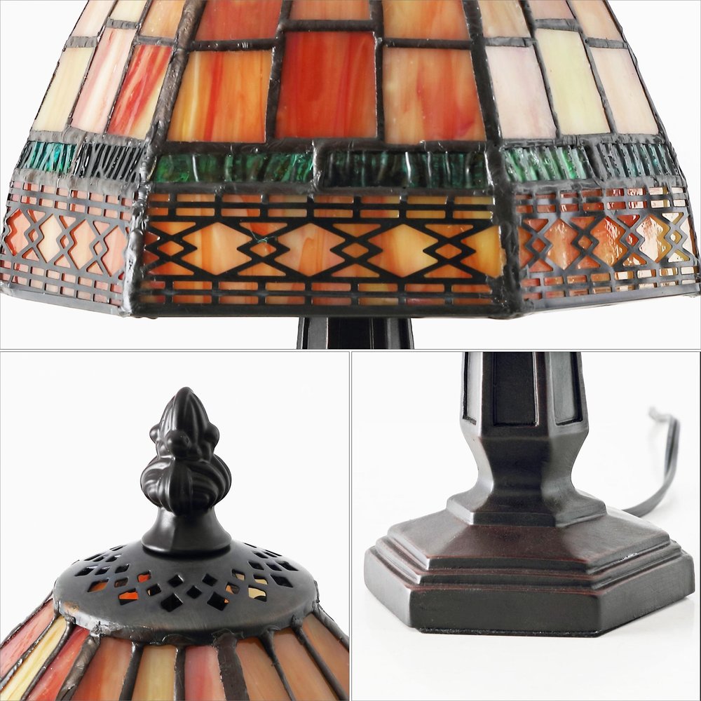 12" Brown Novelty Tiffany Lamp With Bell Shade — view 2