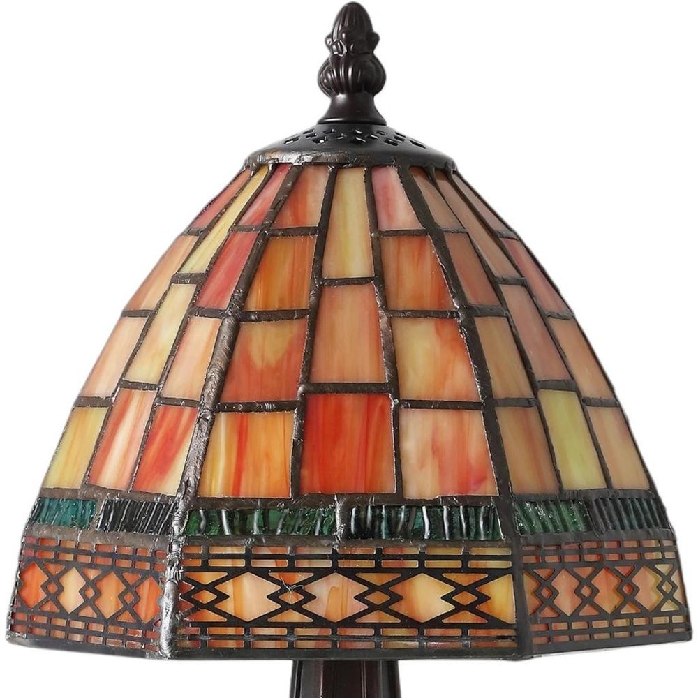 12" Brown Novelty Tiffany Lamp With Bell Shade — view 6
