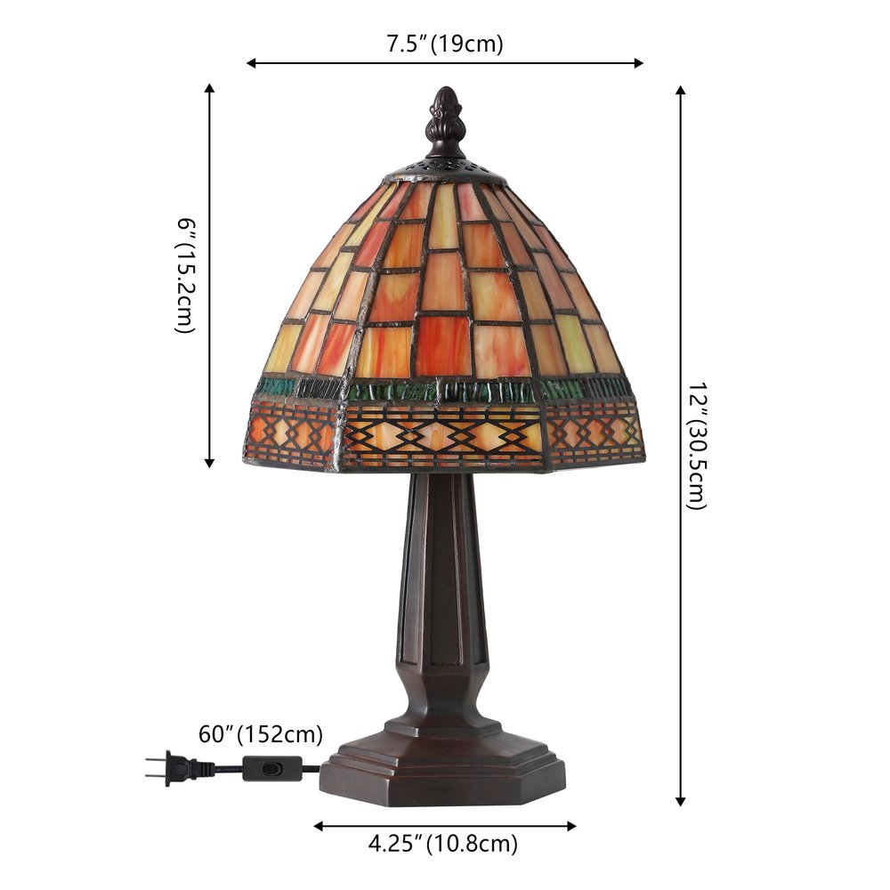 12" Brown Novelty Tiffany Lamp With Bell Shade — view 3